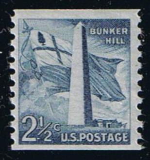 # 1056 (1959) Bunker Hill, Dry Print, Lg Holes - Coil sgl, MNH