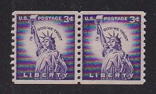 # 1057a (1956) Statue of Liberty, Dry Print, Lg Holes - Coil pr, MNH