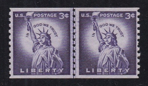 # 1057a (1958) Statue of Liberty, Dry Print, Sm Holes - Coil LP, MNH