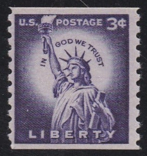 # 1057a (1958) Statue of Liberty, Dry Print, Sm Holes - Coil sgl, MNH