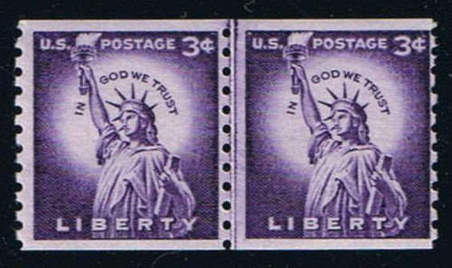 # 1057a (1958) Statue of Liberty, Dry Print, Sm Holes - Coil LP, Fine MNH