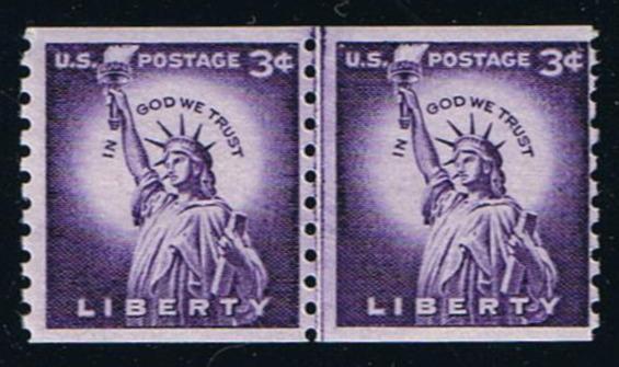# 1057a (1958) Statue of Liberty, Dry Print, Sm Holes - Coil LP, Fine MNH