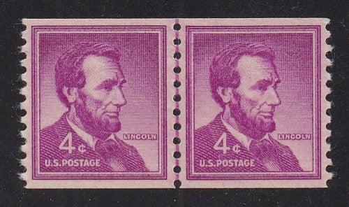 # 1058 (1958) Lincoln, Dry Print, Lg Holes - Coil LP, XF MNH