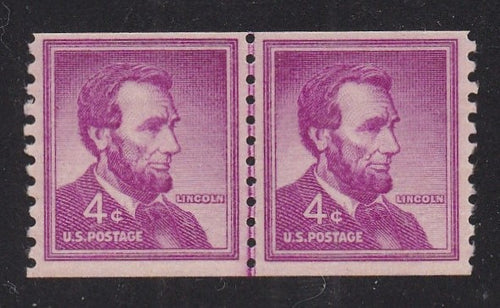 # 1058 (1958) Lincoln, Dry Print, Sm Holes - Coil LP, XF MNH