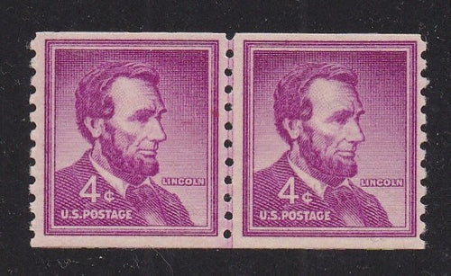 # 1058 (1958) Lincoln, Dry Print, Sm Holes - Coil LP, MNH