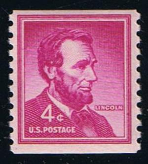 # 1058 (1958) Lincoln, Dry Print, Lg Holes - Coil sgl, MNH