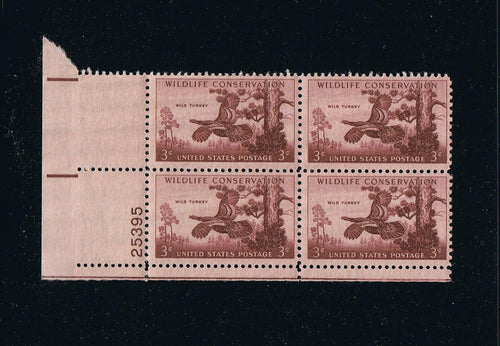 # 1077 (1956) Wild Turkey - PB, LL #25395, MNH