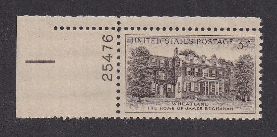 # 1081 (1956) Wheatland - Plt sgl, UL #25476, MNH
