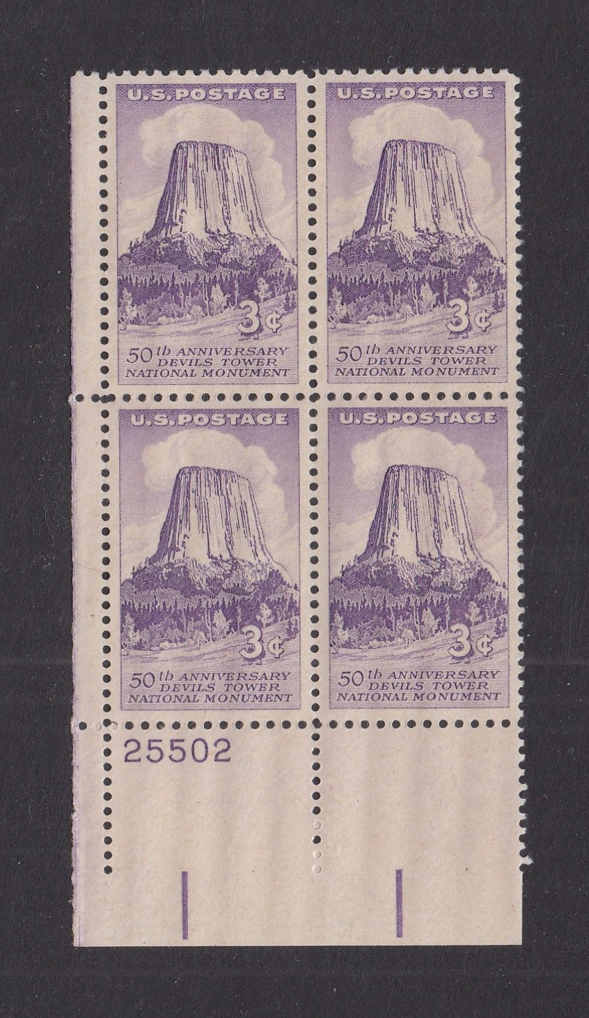 # 1084 (1956) Devils Tower - PB, LL #25502, XF MNH
