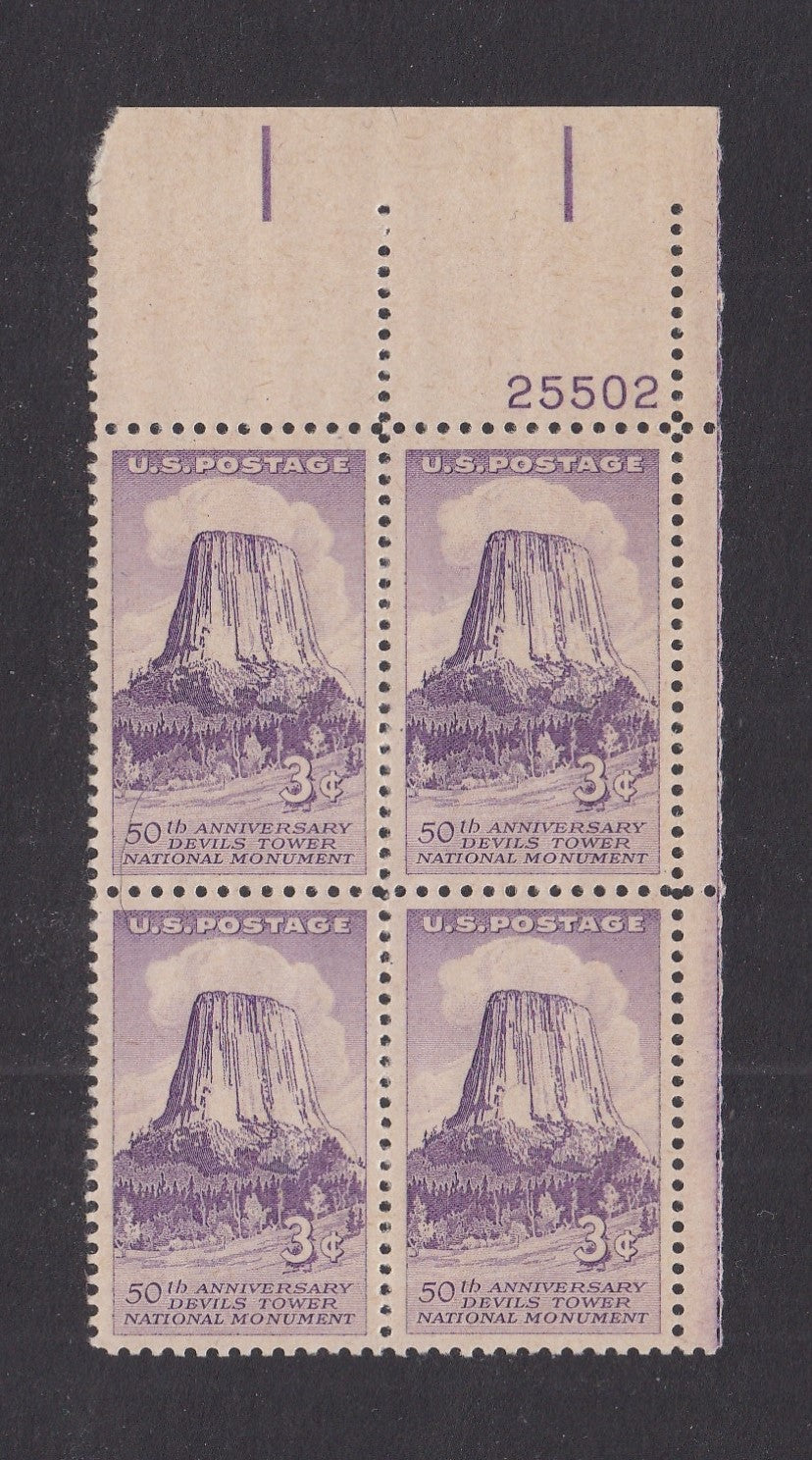 # 1084 (1956) Devils Tower - PB, UR #25502, MNH