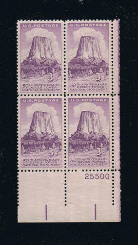# 1084 (1956) Devils Tower - PB, LR #25500, MNH