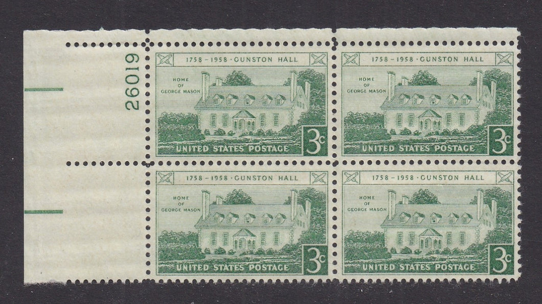 # 1108 (1958) Gunston Hall - PB, UL #26019, MNH