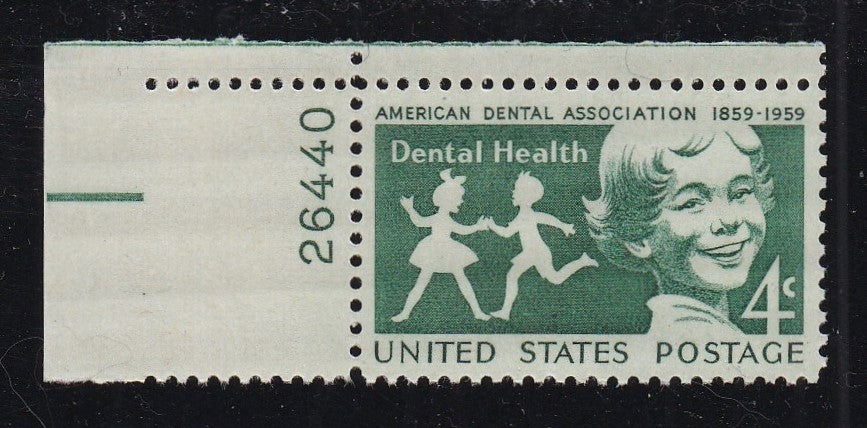 # 1135 (1959) Dental Health - Plt sgl, UL #26440, MNH