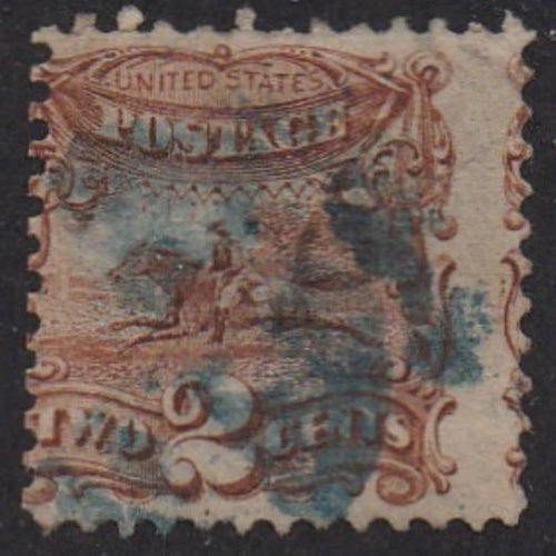 # 113 (1869) Post Rider - Sgl, Used, Blue cncl