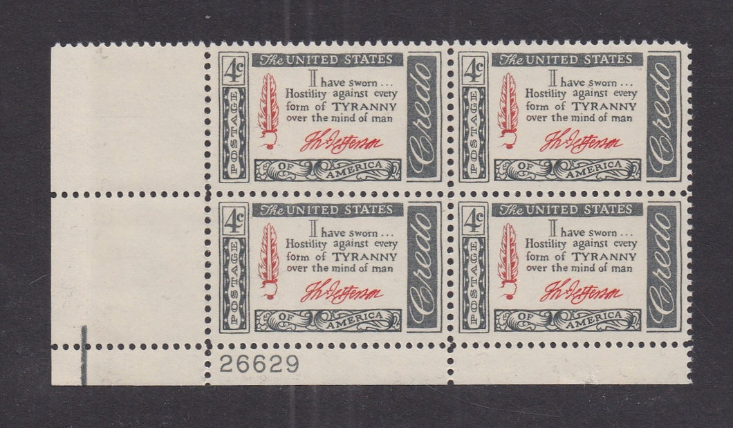 # 1141 (1960) Jefferson Quote - PB, LL #26629, MNH