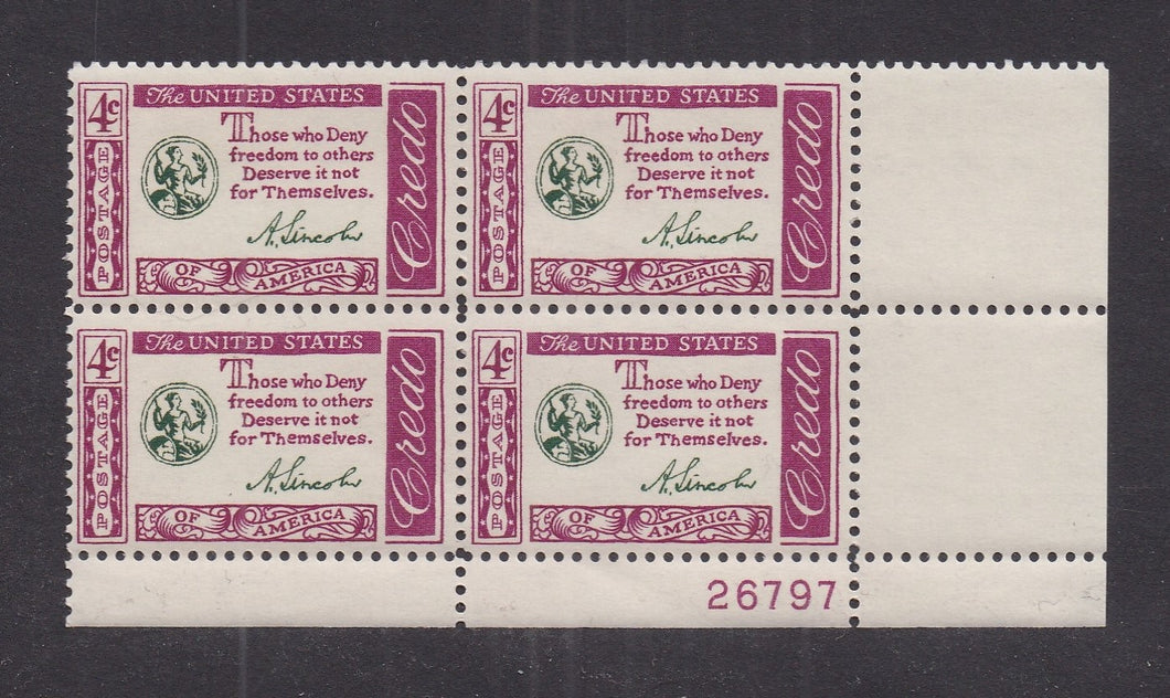 # 1143 (1960) Lincoln Quote - PB, LR #26797, MNH