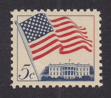# 1208a (1966) Flag Over White House, Tagged - Sgl, MNH