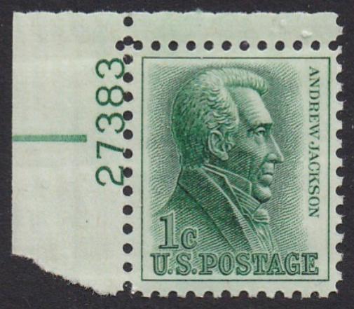 # 1209 (1963) Jackson, Not tagged - Plt sgl, UL #27383, MNH