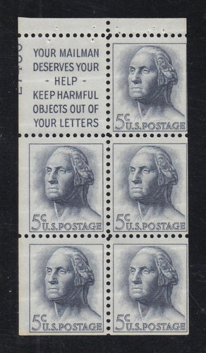 # 1213a (1962) Washington, S1, Not Tagged - Bklt pane, HB, 35% UL plt 27436, MNH [1]