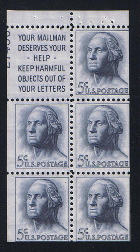 # 1213a (1962) Washington, S1, Not Tagged - Bklt pane, HB, 35% UL plt 27436, MNH [2]