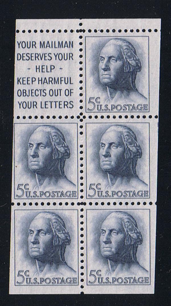 # 1213a (1962) Washington, S1, Not Tagged - Bklt pane, FVF MNH [1]