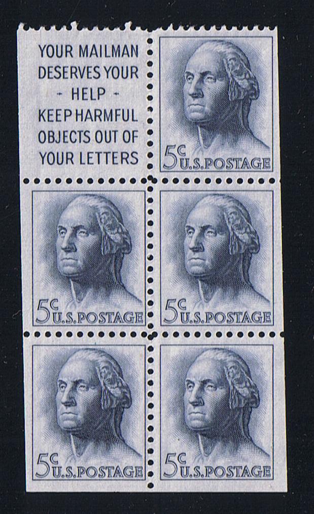 # 1213a (1962) Washington, S1, Not Tagged - Bklt pane, No Tab, MNH