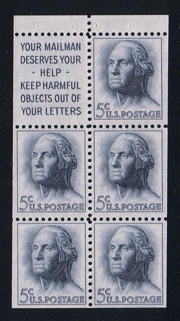 # 1213a (1962) Washington, S1, Not Tagged - Bklt pane, XF MNH