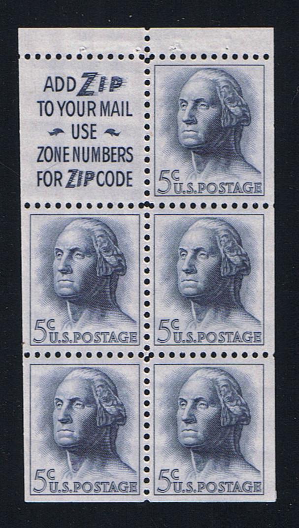 # 1213a (1963) Washington, S2, Not Tagged - Bklt pane, XF MNH [1]