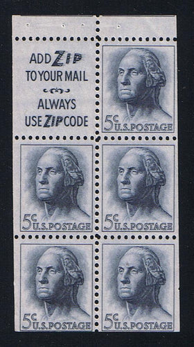 # 1213a (1964) Washington, S3, Not Tagged - Bklt pane, FVF MNH