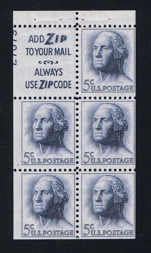# 1213a (1964) Washington, S3, Not Tagged - Bklt pane, 40% UL 27679, MNH [1]