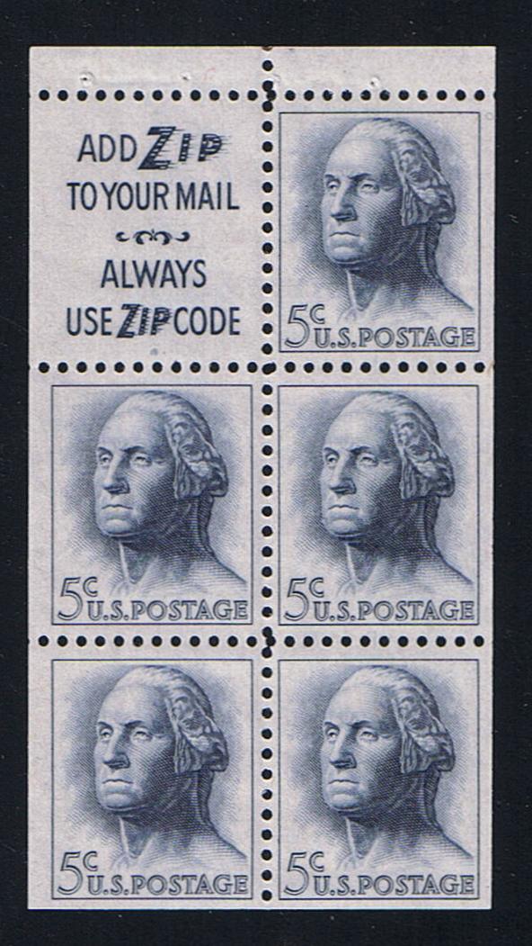 # 1213a (1964) Washington, S3, Not Tagged - Bklt pane, VF MNH [2]