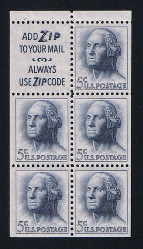 # 1213a (1964) Washington, S3, Not Tagged - Bklt pane, VF/XF MNH [2]