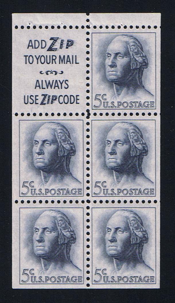 # 1213a (1964) Washington, S3, Not Tagged - Bklt pane, VF/XF MNH [2]