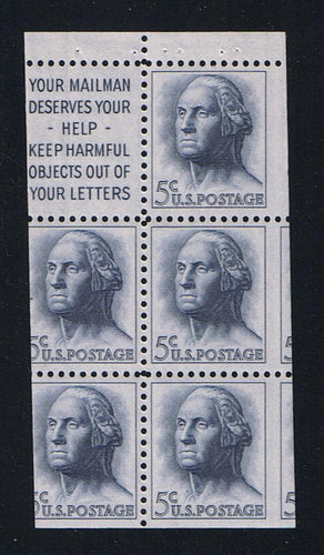 # 1213a (1962) Washington, Slogan 1, Not Tagged - Bklt pane, Miss Cut [1]