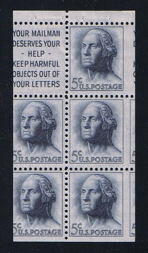 # 1213a (1962) Washington - Bklt pane, Slogan 1, Not Tagged, Miss Cut [2]