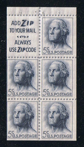 # 1213a (1964) Washington, S3, Not Tagged - Bklt pane, Fine MNH [1]