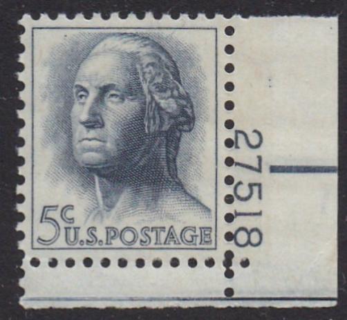 # 1213b (1963) Washington, Tagged - Plt sgl, LR #27518, MNH