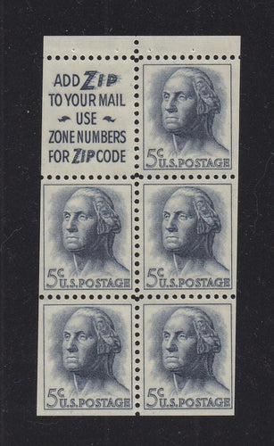 # 1213c (1964) Washington, S2, Tagged - Bklt pane, VF MNH