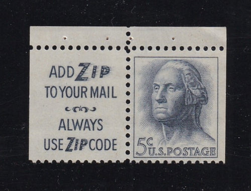 # 1213c (1964) Washington, S3, Tagged, Hi-Brite - Bklt sgl w Label, MNH