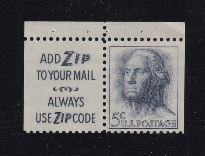 # 1213c (1964) Washington, S3, Tagged, Hi-Brite - Bklt sgl w Label, MNH