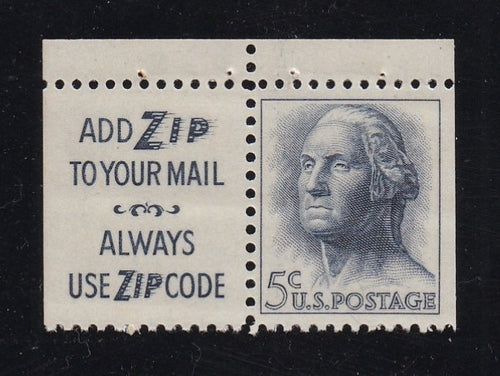 # 1213c (1964) Washington, Tagged - Bklt sgl w Label, MNH