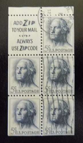 # 1213c (1964) Washington, S3, Tagged - Bklt pane, USED