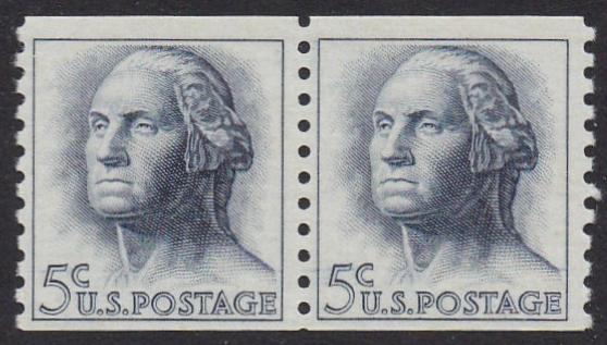 # 1229 (1962) Washington, Not tagged - Coil pair, FVF MNH