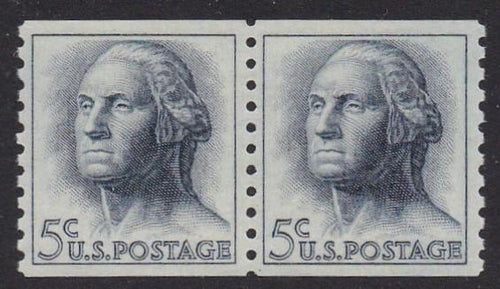 # 1229 (1962) Washington, Not tagged - Coil pair, XF MNH