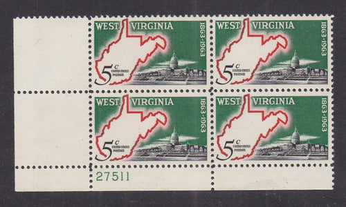 # 1232 (1963) West Virginia - PB, LL #27511, MNH