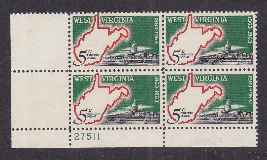 # 1232 (1963) West Virginia - PB, LL #27511, MNH