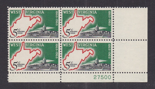 # 1232 (1963) West Virginia - PB, LR #27500, MNH
