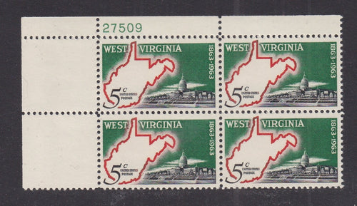 # 1232 (1963) West Virginia - PB, UL #27509, MNH