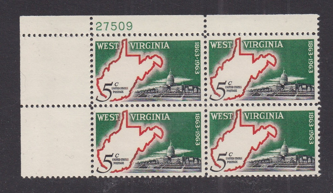 # 1232 (1963) West Virginia - PB, UL #27509, MNH