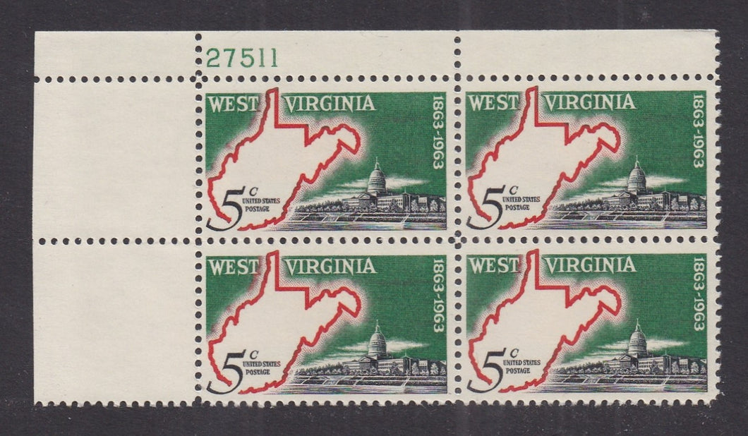 # 1232 (1963) West Virginia - PB, UL #27511, MNH